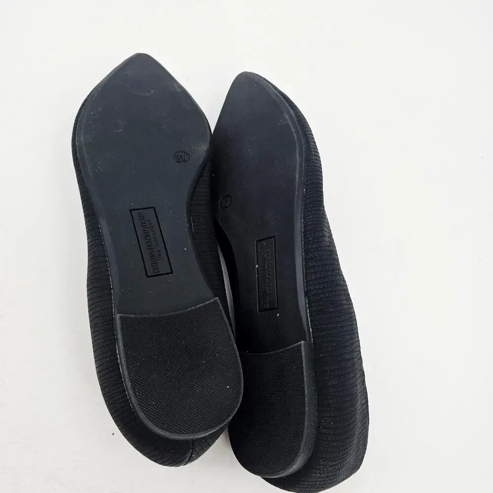 Christian Siriano Gigi Black Pointed Toe Ribbed Ballet Flat Shoe 8 W NEW - Picture 8 of 10